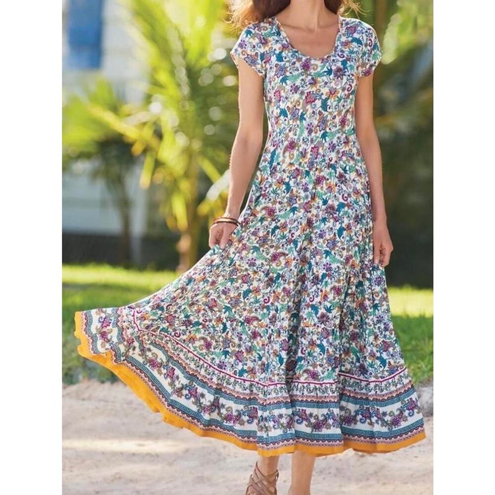 Soft Surroundings Floral Tiered Maxi Dress Womens Kara Paisley Womens Medium